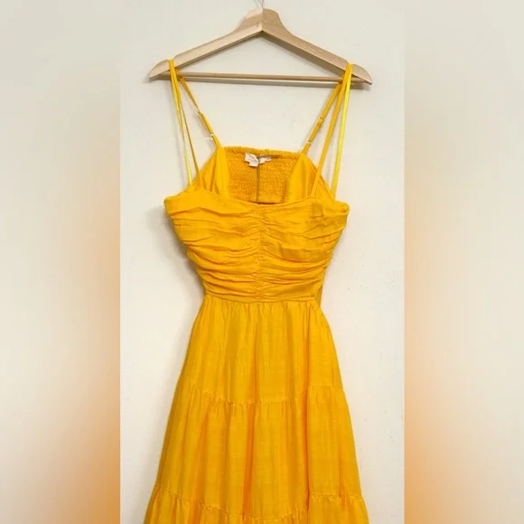 NWT Anthropologie Let Me Be Cutout Tiered Maxi Dress in Tangerine Yellow Size M - Picture 11 of 15